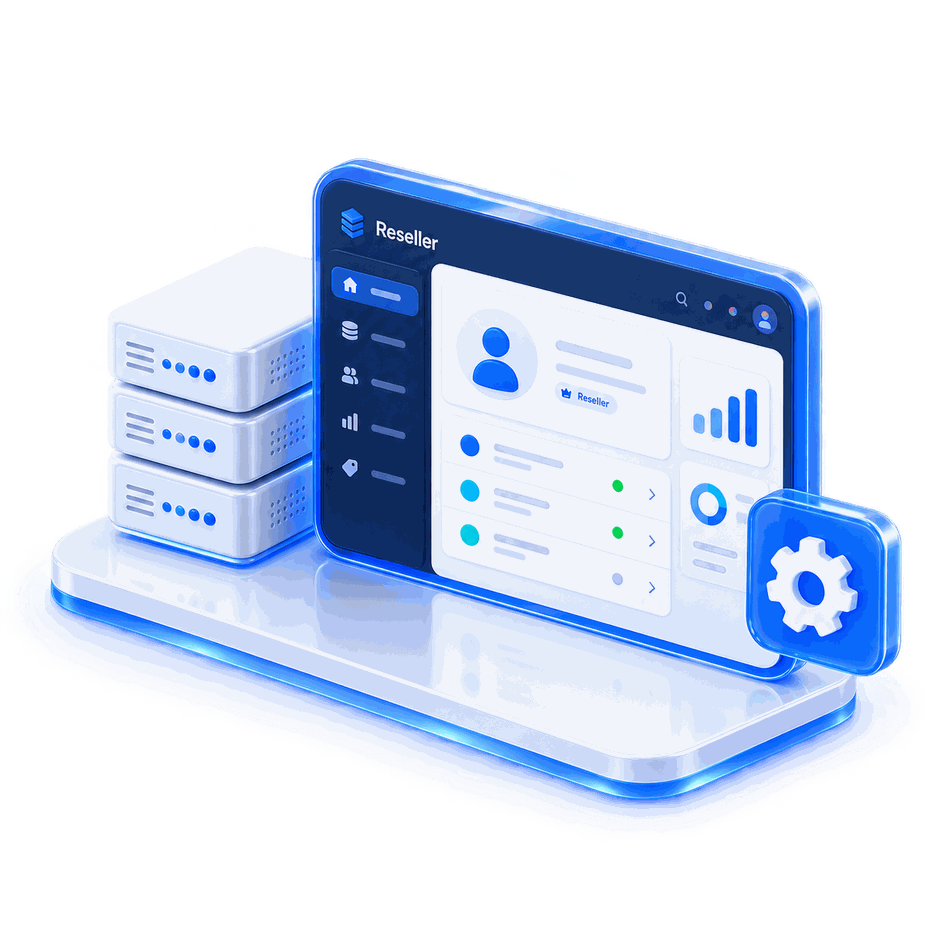 Panel 3D para administrar cuentas reseller
