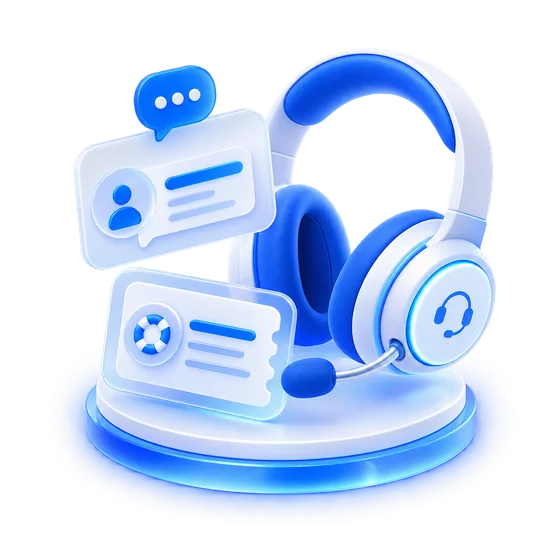 Ilustración 3D del soporte técnico de VIX Hosting